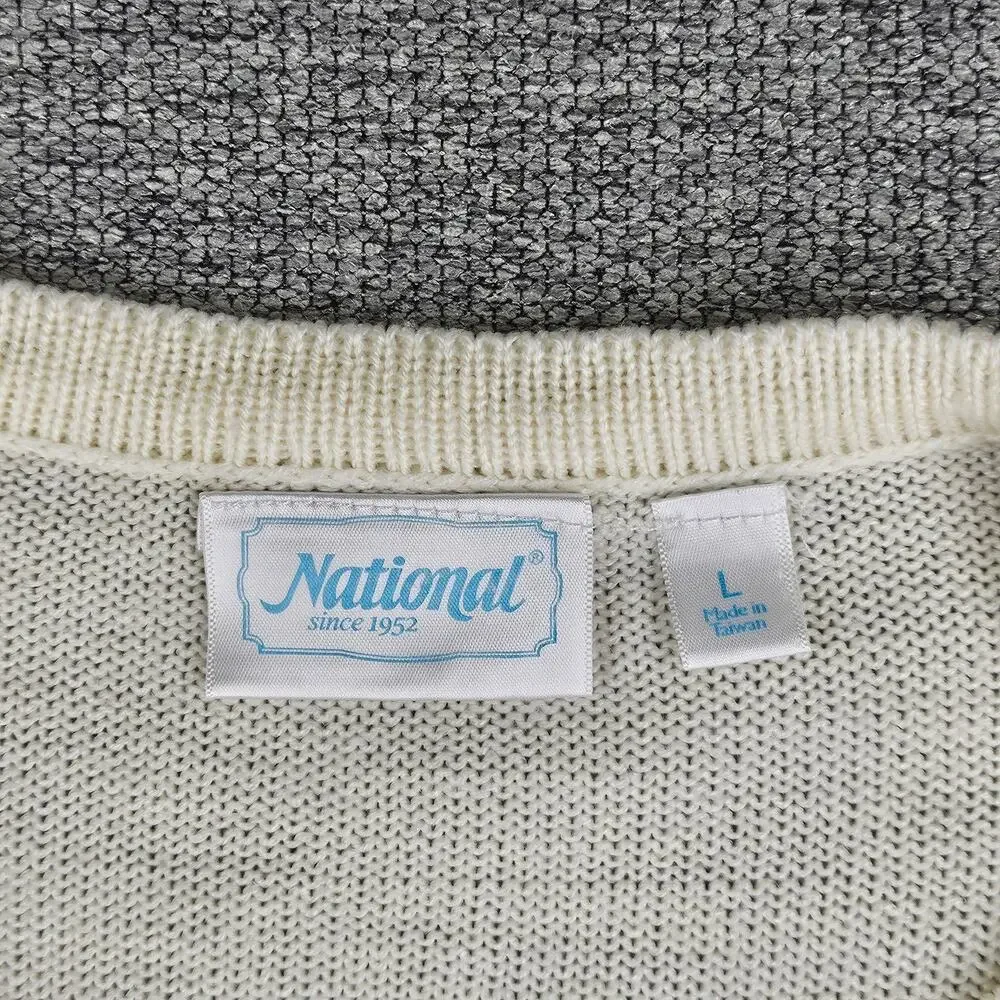 NATIONAL WOMENS VINTAGE CABLE KNIT CREAM CARDIGAN SWEATER SIZE LARGE